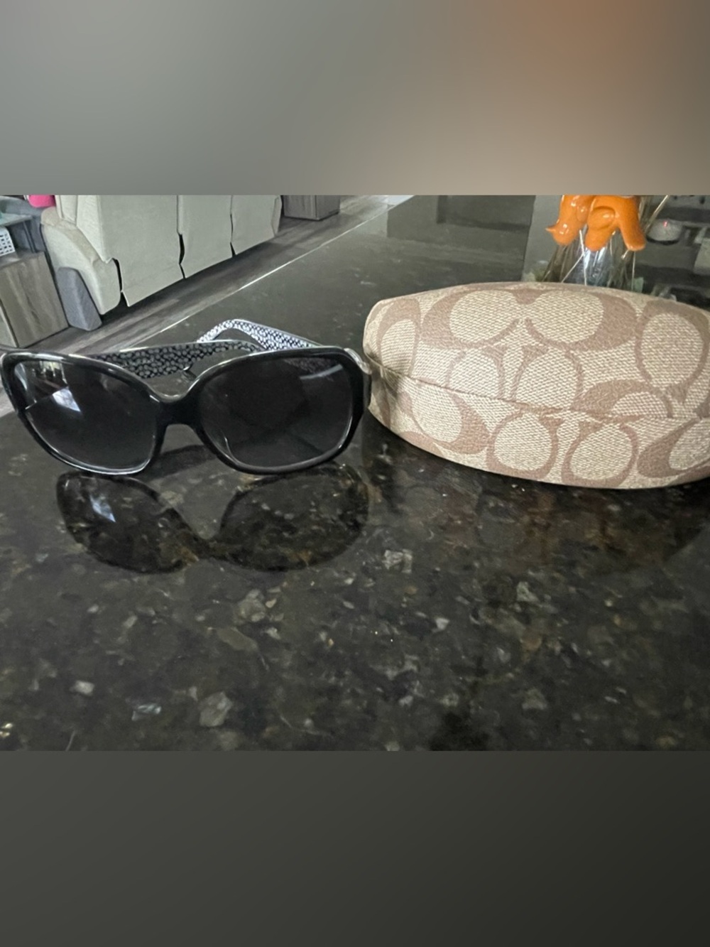 Coach Black Oversized Women's Sunglasses with Beige Signature Case “Ella” - Picture 9 of 9